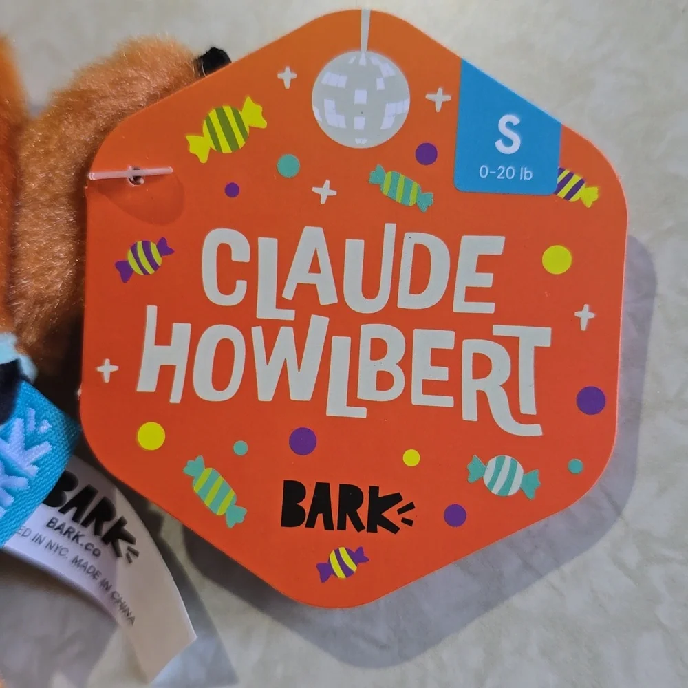 Bark‎ Claude Howlbert Dog Toy - Orange and Black NWT Size Small 0-20 Pounds